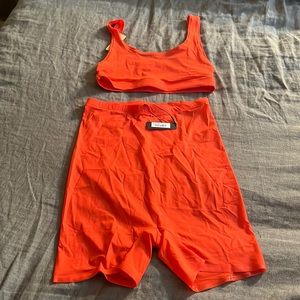 SKIMS Summer Mesh Scoop Bralette Set with shorts POPPY XS